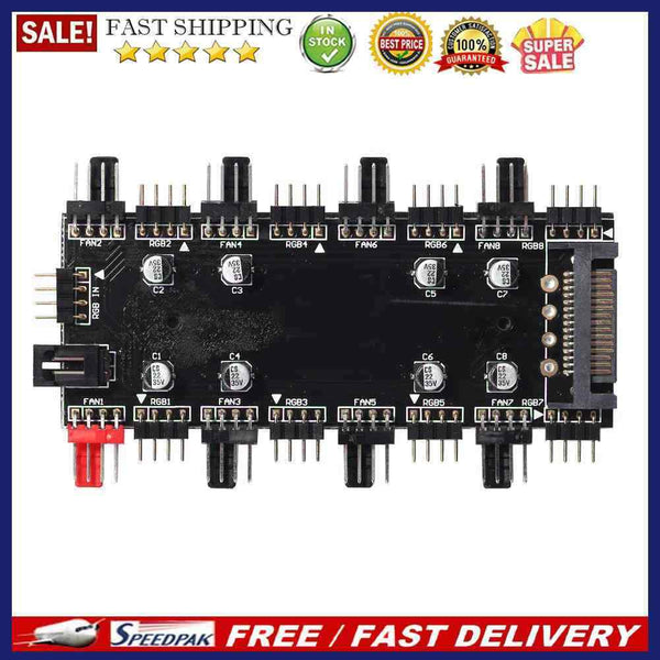 1 to 8 Multi Way Splitter RGB PWM Hub Speed Controller Adapter (12V 4Pin)