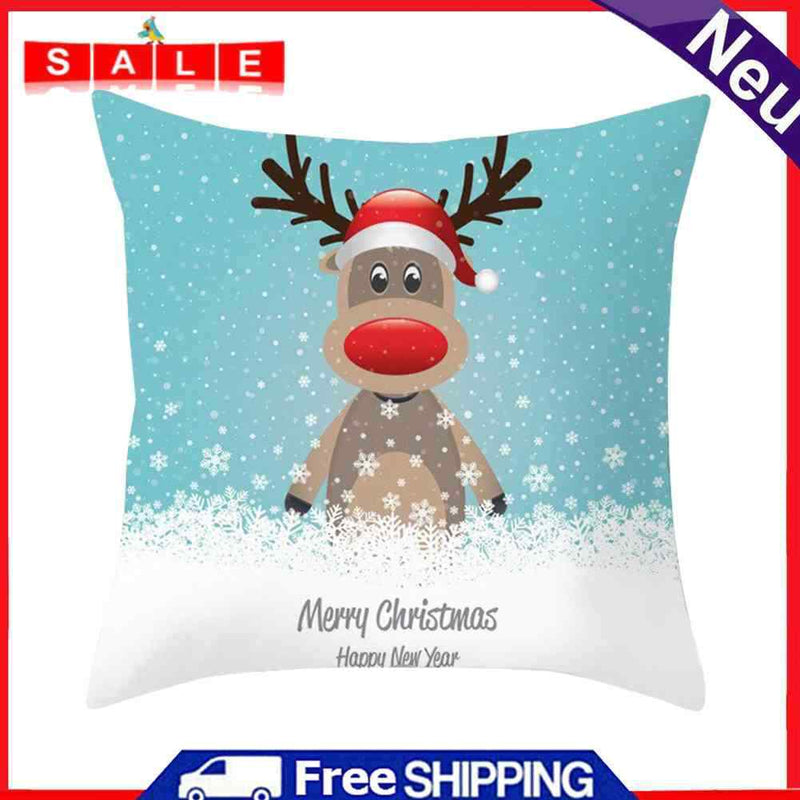 Christmas Elk Pillowcase Sofa Bed Home Living Room Linen Pillow Cover 45x45cm