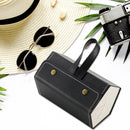 5 Grid Portable Glasses Display Box Folding Leather Sunglasses Bag (Black) Newly