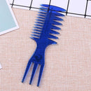 Fish Bone Shape Dyeing Combs Double Side Teeth Hair Coloring Brush (Blue)