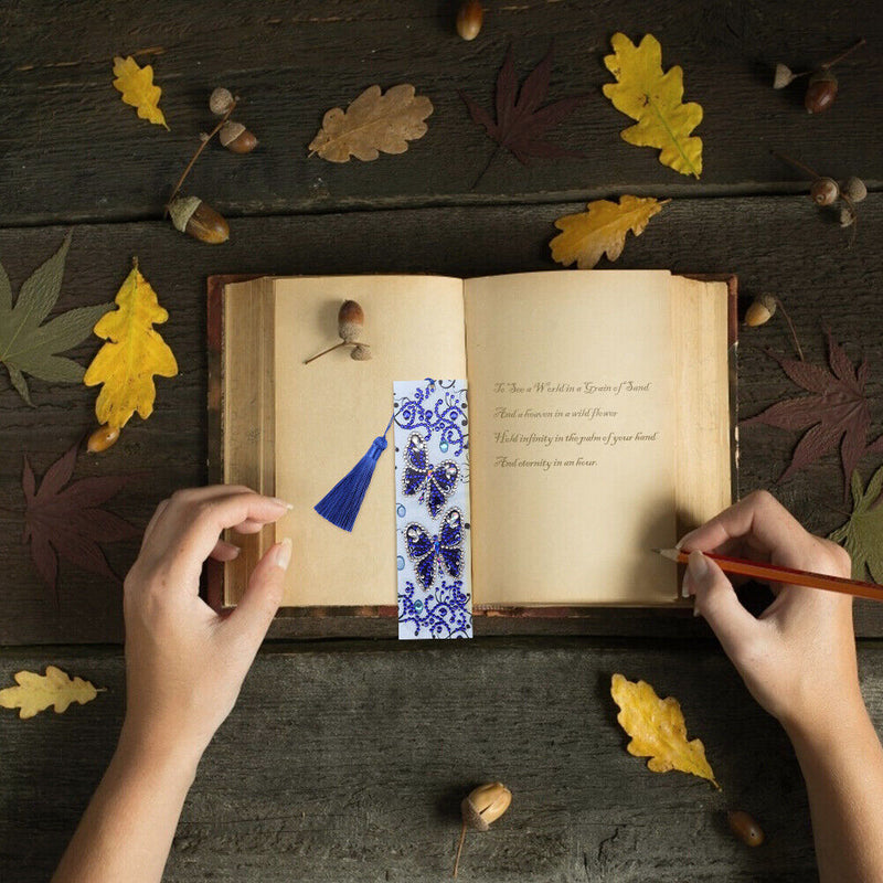 DIY Butterfly Special Shaped Diamond Painting Leather Bookmark with Tassel Newly