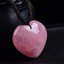 Energy Healing Magic Wand Gift Pink Crystal Necklace Heart Pendant Jade Gem