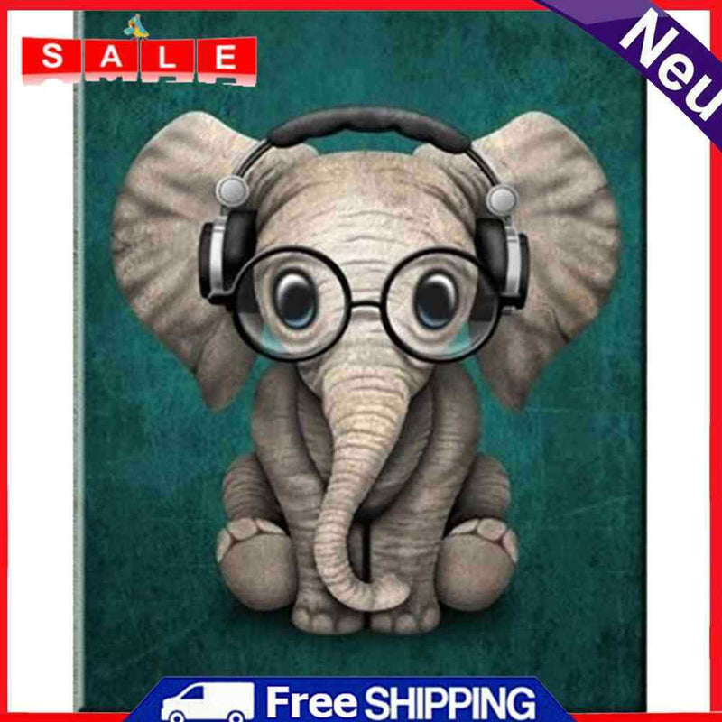 Hand Painted Craft Painting By Numbers DIY Music Elephant Digital Oil Picture