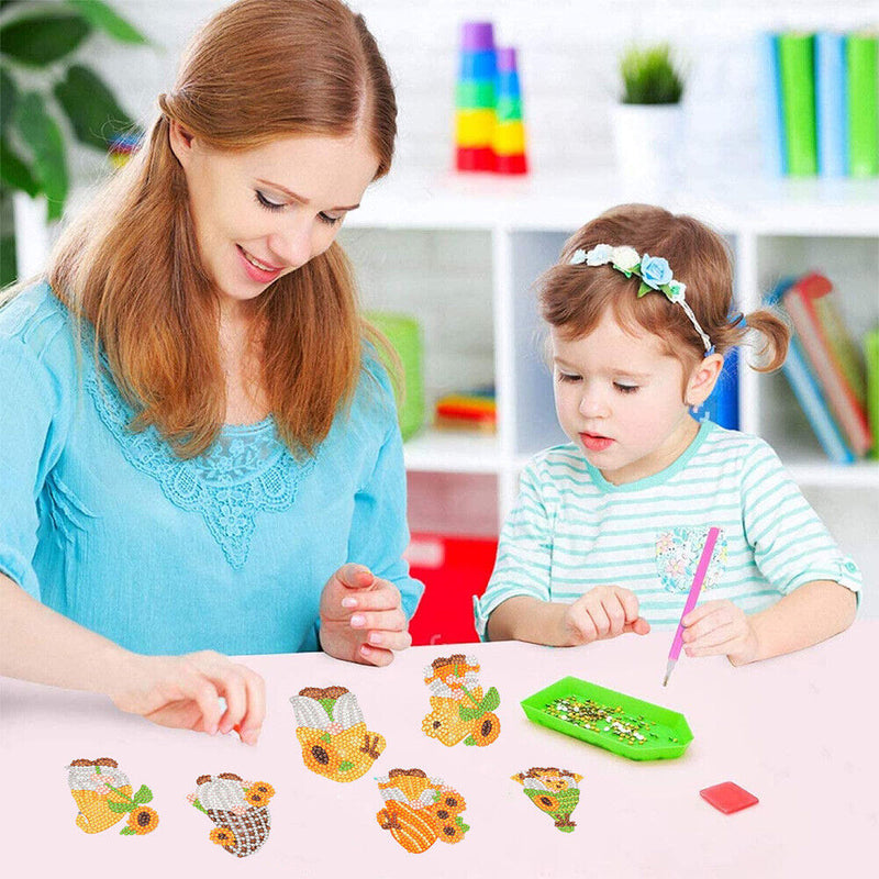 6pcs 5D Diamond Painting Stickers DIY Cartoon Kit Mosaic Cute Art Crafts Decor
