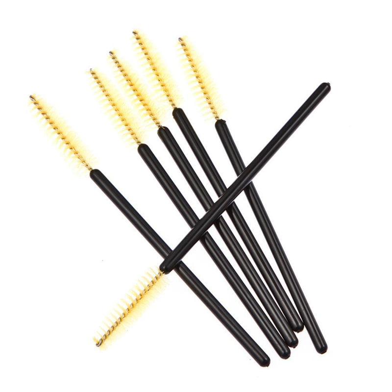 100Pcs Disposable Eyelash Brush Mascara Wands Applicator Spoolers (Yellow)