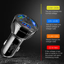 Universal Smart Phone QC 3.0 Fast Charging LED Display 3-Port USB Car Charger