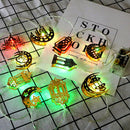 Ramadan 10 LED Moon Star Light Muslim Eid Mubarak String Decor (RGB Flash) Newly
