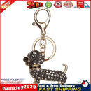 Girl Alloy Inlaid Diamond Dog Bag Car Pendant Keychain (Black) Newly