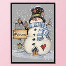 Full Cross Stitch Art Paint 11CT Stamped Snowman Embroidery Wall Ornament Kit