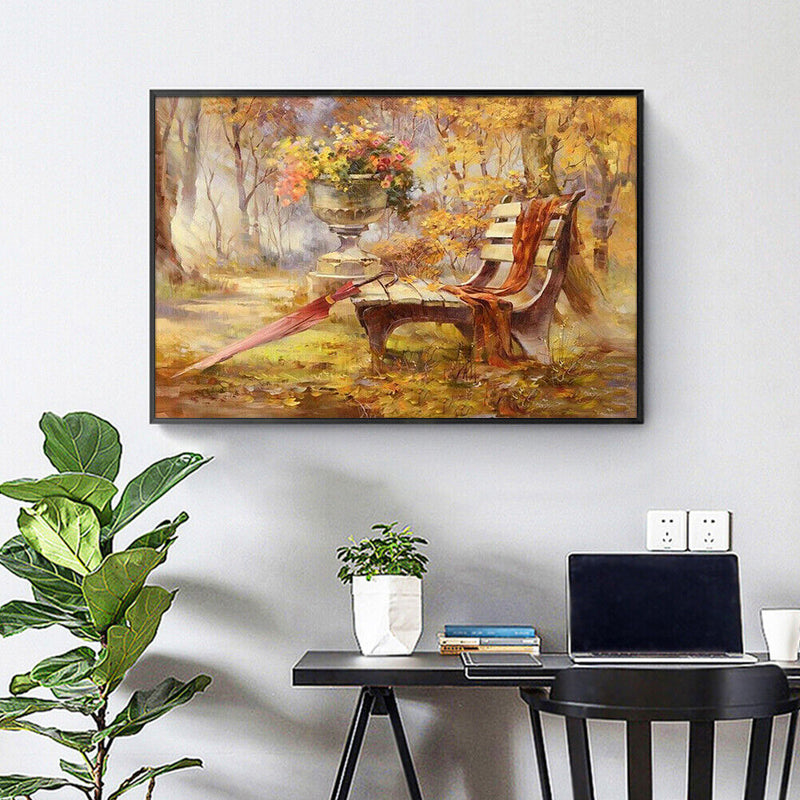 Frameless Oil Painting Arts Picture By Number Bench Umbrella Hand Painted Cra