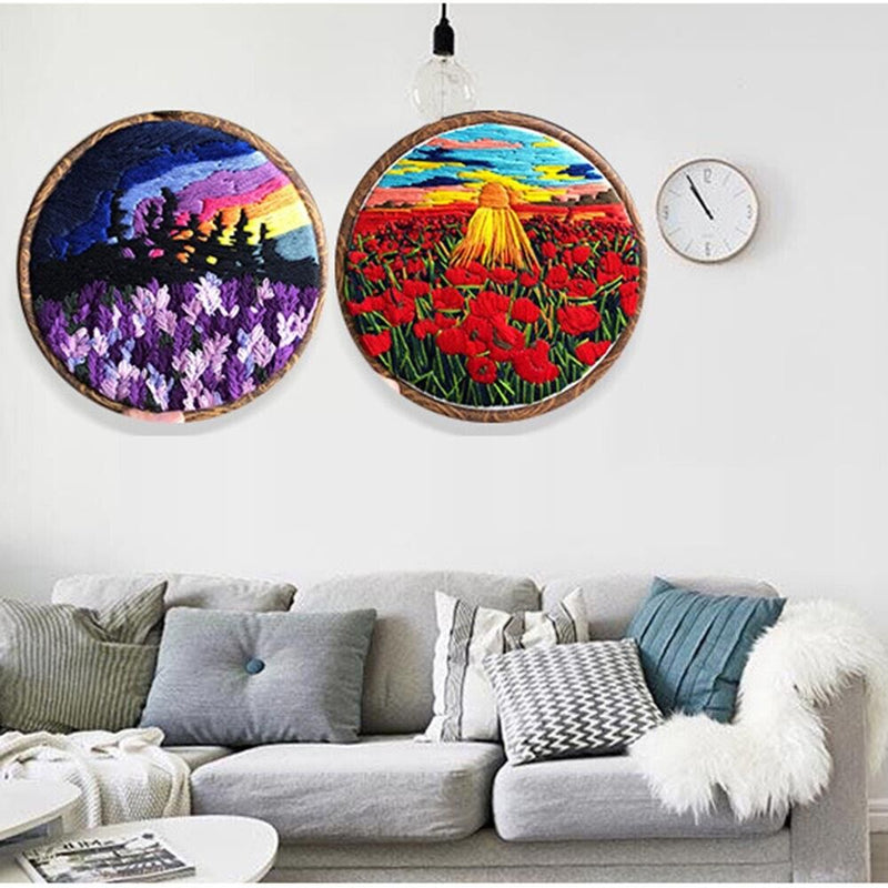 DIY Crafts Needle Punch Cross Stitch Kit Flower Embroidery Embroidery Hoop