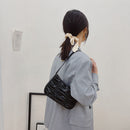 Ladies Pleated Pure Color Shoulder Underarm Bag Retro Women PU Small Handbags