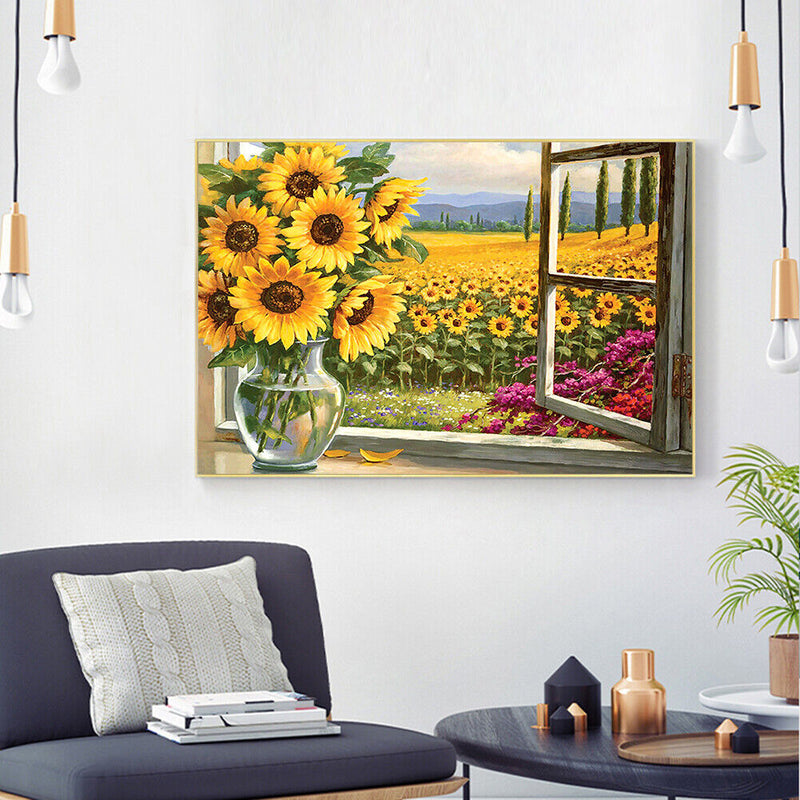 5D Full Round Drill Sunflower Diamond Painting Kit for DIY Home Art Decoration