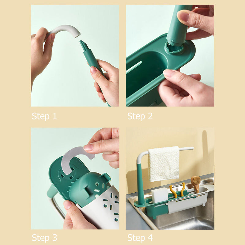 Telescopic Sink Holder-Plastic Adjustable Drainer Sink Tray Sponge Holder Newly