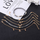 Fashion Bracelet Set Adjustable Bangle Hollow Star Moon Crystal Beads Stones