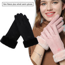 Fashion Women Cute Suede Gloves Autumn Winter Thickened Warm Full Finger Center