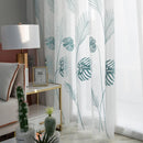 2pcs Palm Leaf Windows Tulle Curtains Living Room  Screen Drapes (Green)