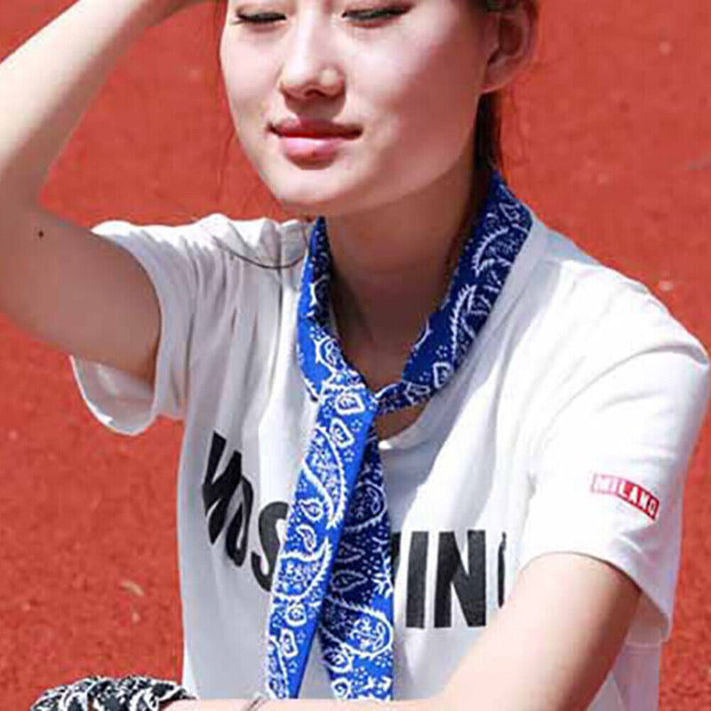 Summer Ice Cooling Wrap Towel Scarf Outdoor Running Neck Headband (Blue)