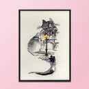 Ink Cat Building DIY Cotton Thread Partial Cross Stitch DIY Handmade Needlework