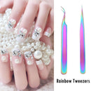 Rainbow Tweezers Nail Rhinestone Picker Nail Art Eyelash Tool (T-1+T-2)