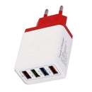 Portable 4 Ports USB Color Travel Charger Fast Charging Charger EU Plug Adapter