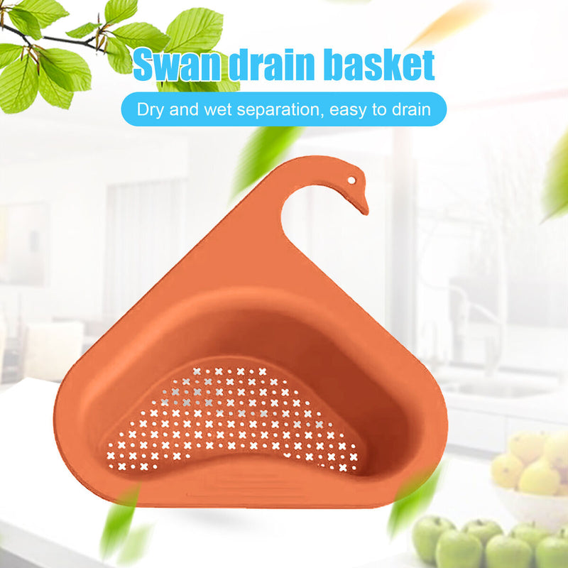 Sink Strainer Colander Drain Basket 1pc Hanging Shelf Rack with 2 Sponges Newly