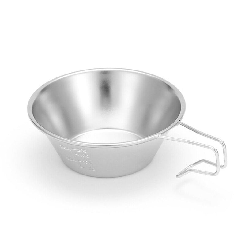 Stainless Steel Outdoor Camping Picnic Bowl Handle Coffee Mug Accessories