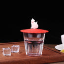 Clear Red Cherry Silicone Cup Cover Leakproof Reusable Cartoon Lid (Cat)