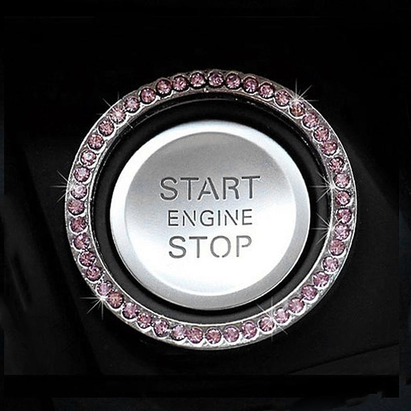 40mm/1.57in OD Car Auto Start Switch Button Decorative Diamond Ring(Pink) Newly