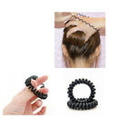 Black Elastic Women Hair Ties Rubber Hair Rope Extendable Telephone Wire