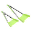 2pcs Clever Silicone Spatula Pliers Nonstick Heat Resistant Clips Grill Frame -