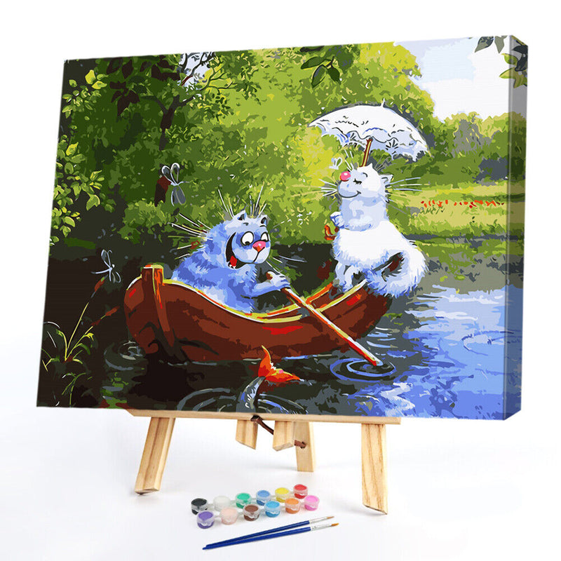 Oil Paint By Numbers Blue Cat Coloring Picture Art Drawing