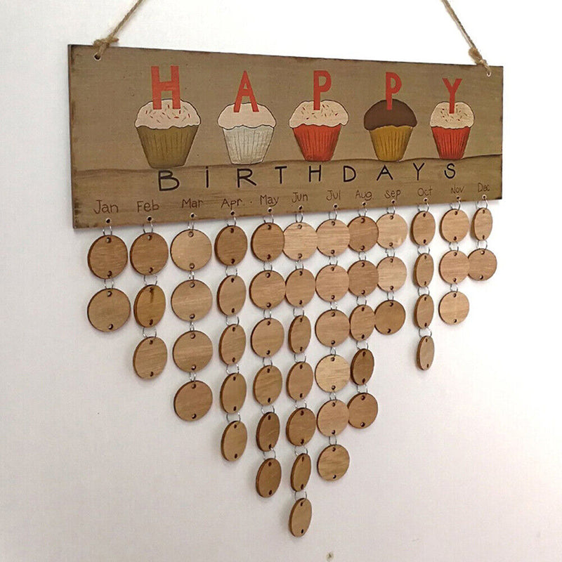 Birthday Special Days Reminder Wooden Calendar Board Home Hanging Decoration