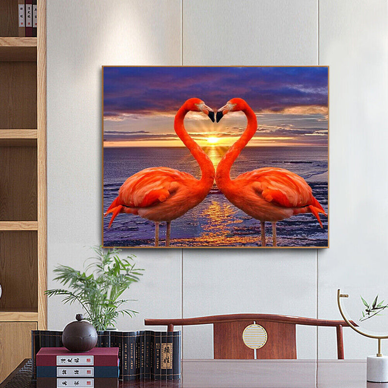 Oil Paint by Numbers Kit Flamingo DIY Picture Drawing Artwork Wall Craft Gifts