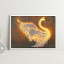DIY Rhinestone Drawing Swans Full Round Drill Diamond Painting Set Home Dec
