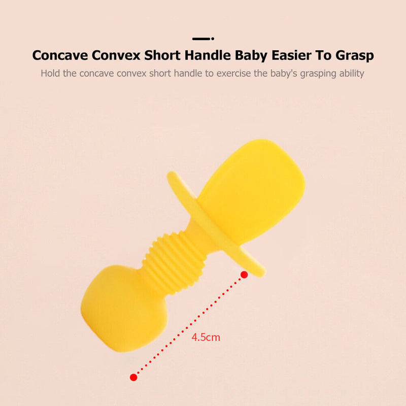 Baby Silicone Training Feeding Spoon Toddlers BPA-free Tableware (Yellow) Newly