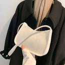 Ladies Felt Fabric Zipper Clutch Bag Women Casual Solid Color Shoulder Bags