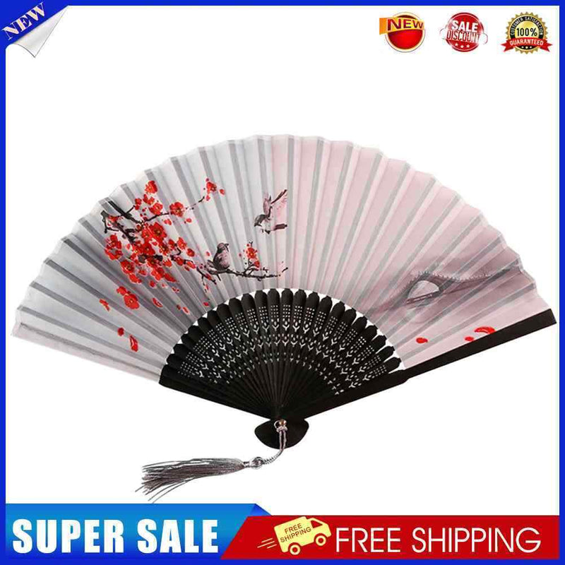 #A Chinese Style Folding Bamboo Fan Art Craft Ornaments Dance Hand Fans Supply