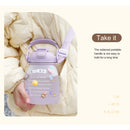 1300ml Large Capacity Cute Water Bottle Plastic Straw Water Cup (Purple)