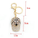 Crystal Hat Keychain Rhinestone Women Backpack Pendant Key Ring Jewelry Gif