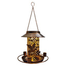Solar Bird Feeder LED Light Metal Hanging Garden Yard Backyard Decor Lanterns