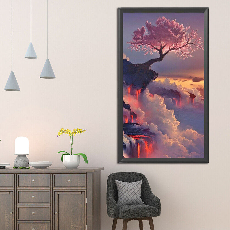 5D Diamond Painting DIY Cherry tree above the clouds Full Round Wall