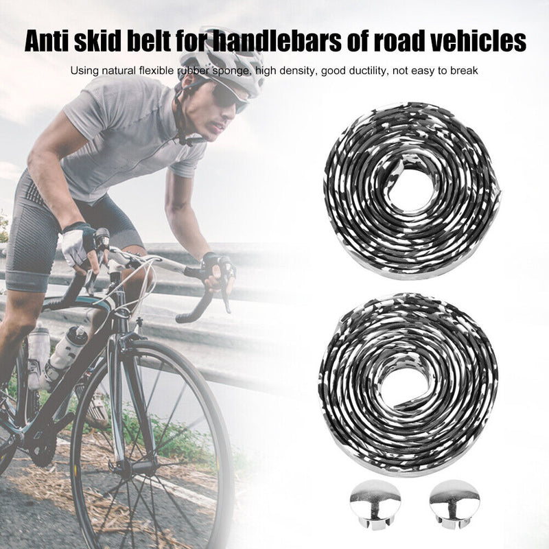 1 Pair Rubber Road Bike Handlebar Tape Plugs Anti-Slip Bicycle Handle Bar B