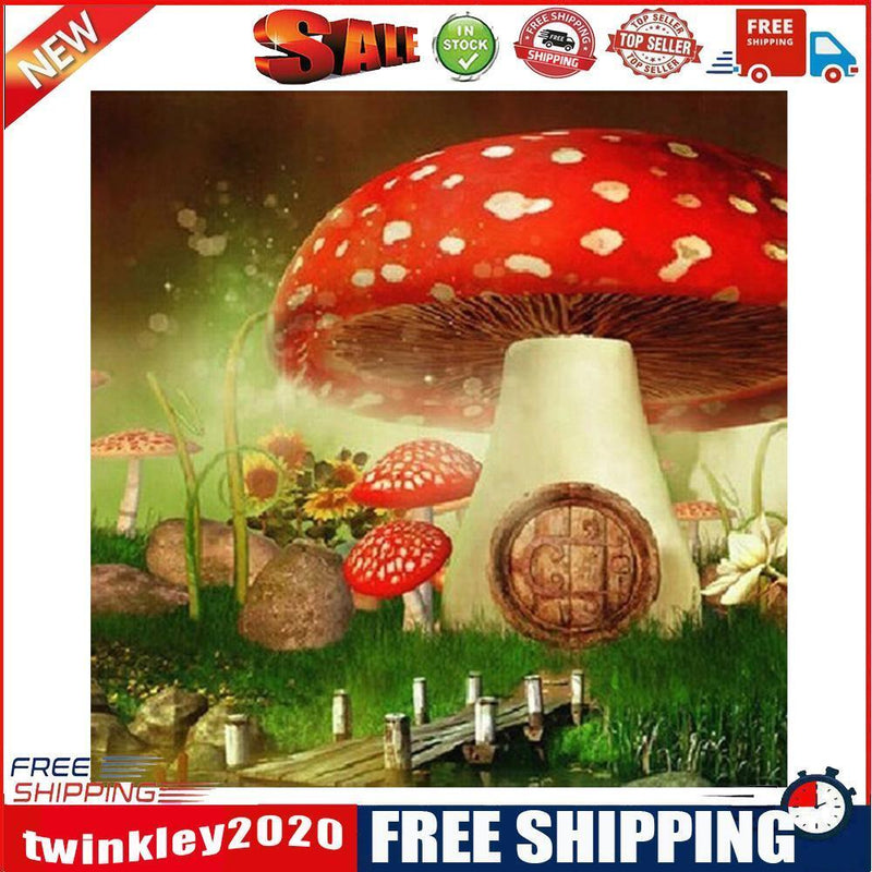5D DIY Diamond Painting Kits Red Mushroom Full Round Drill Wall Decor Art