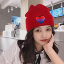 Embroidery Christmas Gift Love Heart Beanies Hats Rainbow Knit Cap Knitted Hats