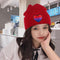 Embroidery Christmas Gift Love Heart Beanies Hats Rainbow Knit Cap Knitted Hats