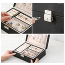 2 Layer Women Jewelry Box, Lockable Organizer, Display Storage Case (Black)