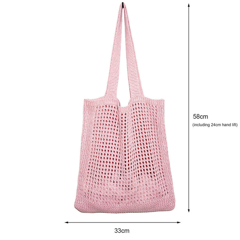 #A Fashion Hollow Knitted Shoulder Bag Women Simple Crochet Tote Designer Handba