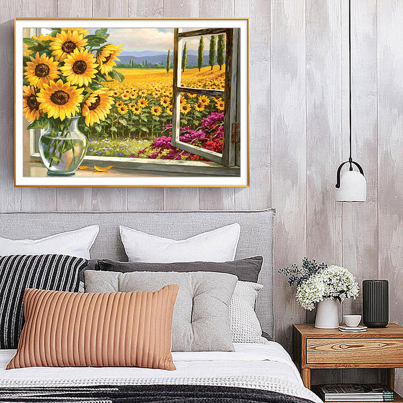 5D Full Round Drill Sunflower Diamond Painting Kit for DIY Home Art Decoration