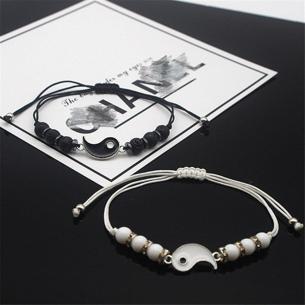 Yin Yang Charm Pendant Yin Yang Charm Wristband Couple Bracele Weaving Rope